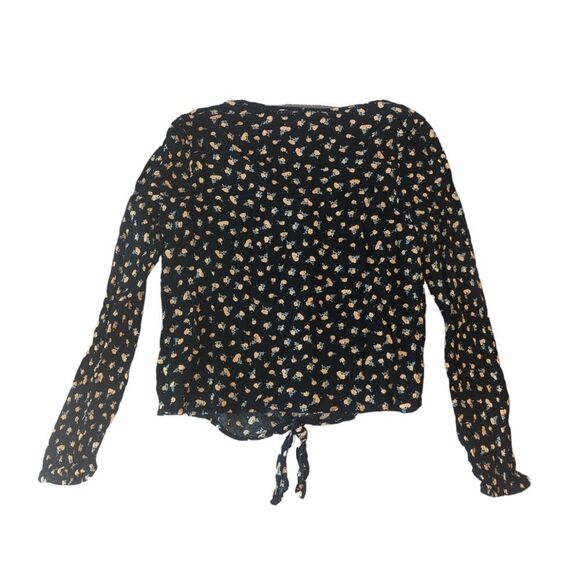 🛍️ Black & Yellow Floral Long Sleeve Button Up Shirt - Picture 5 of 6